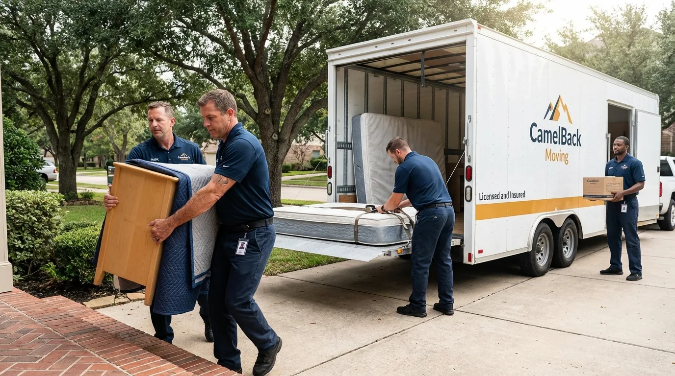 Crew loading residential truck for cross-state move from Goldens Bridge, NY